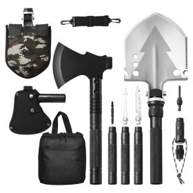Survival Shovel Survival Axe, 16-in-1 Camping Folding Shovels with Hatchet, Stainless Steel Tactical Shovel Hatchet Combo